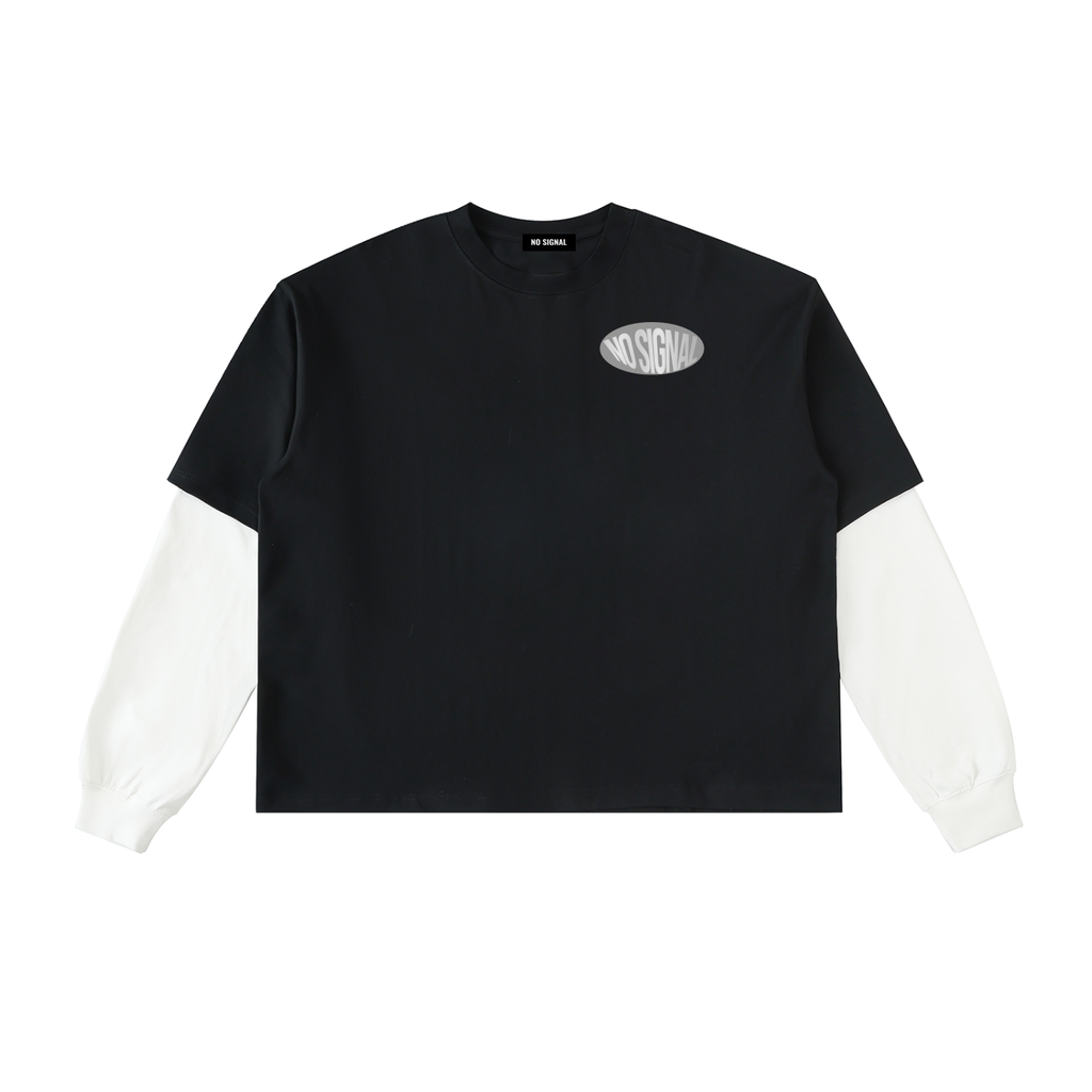 Layered Contrast Sleeve Cotton T-Shirt